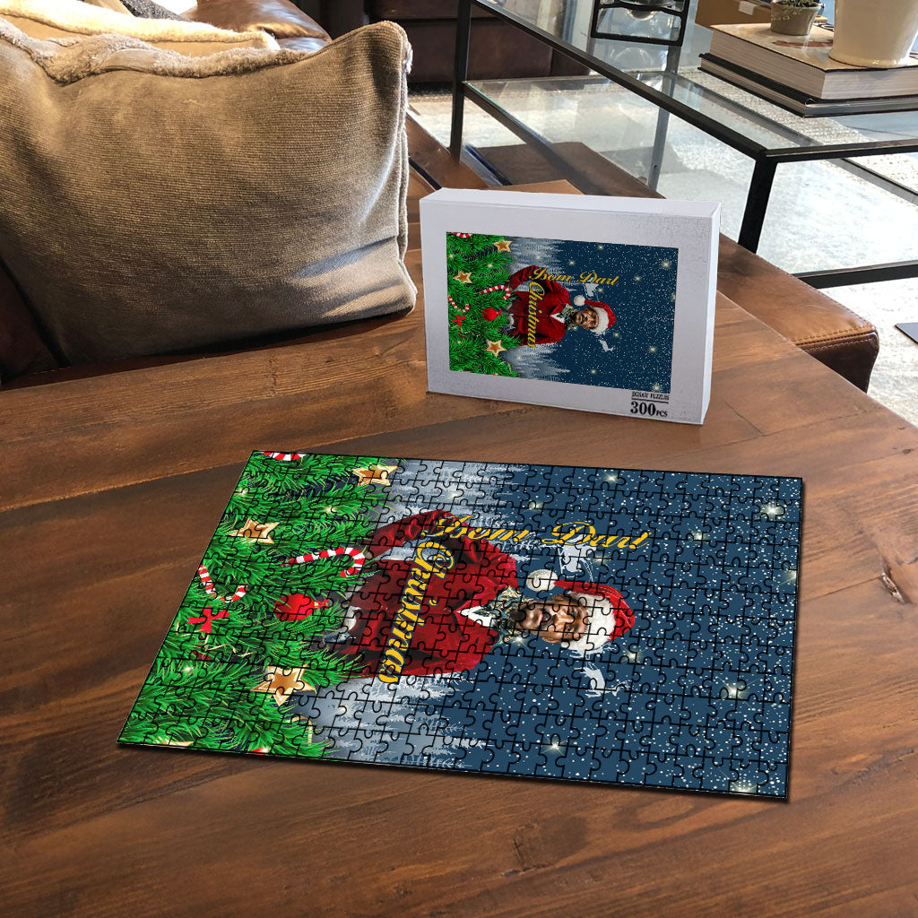 Isom Dart Christmas Puzzle Black Cowboy  Santa Western Snow Winter