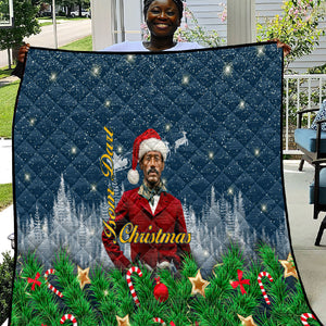 Isom Dart Christmas Quilt Black Cowboy  Santa Western Snow Winter