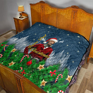 Isom Dart Christmas Quilt Black Cowboy  Santa Western Snow Winter