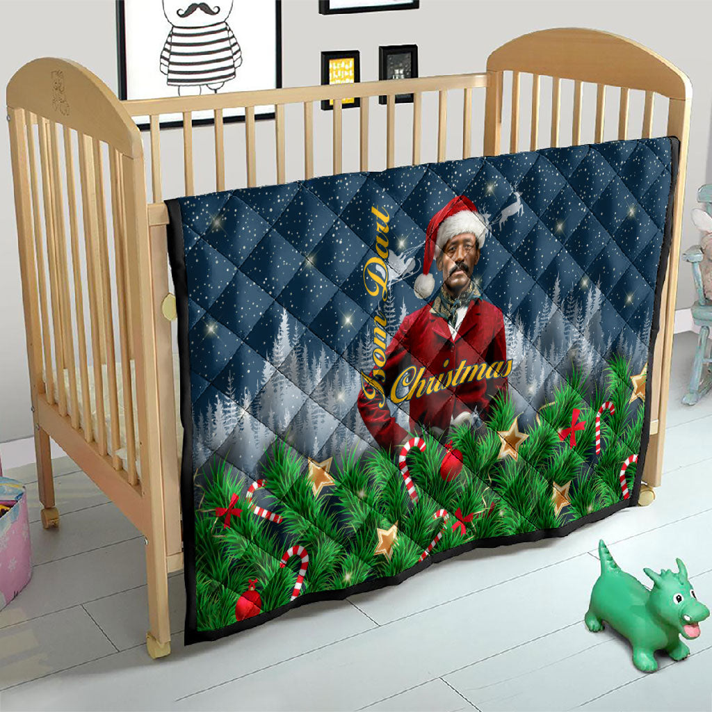 Isom Dart Christmas Quilt Black Cowboy  Santa Western Snow Winter