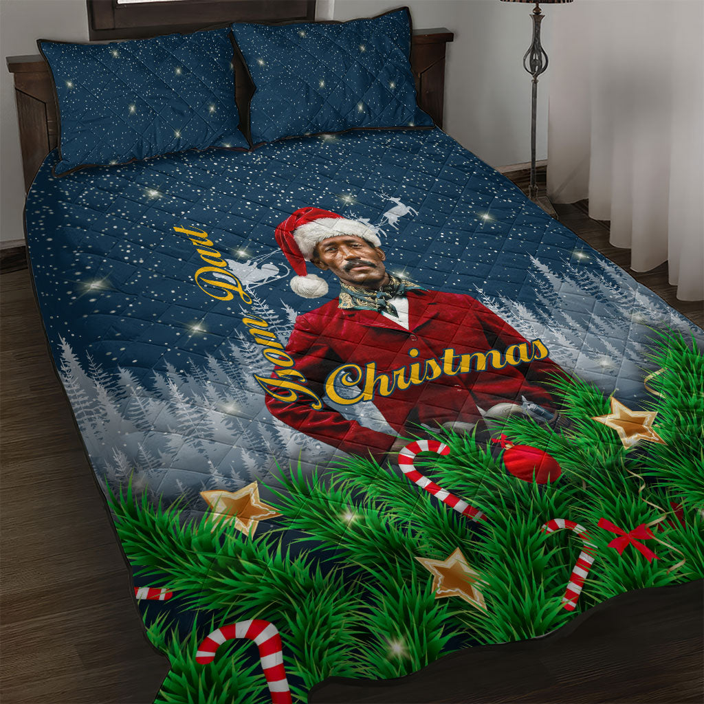 Isom Dart Christmas Quilt Bed Set Black Cowboy  Santa Western Snow Winter