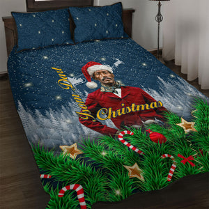 Isom Dart Christmas Quilt Bed Set Black Cowboy  Santa Western Snow Winter