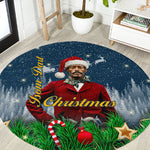 Isom Dart Christmas Round Carpet Black Cowboy  Santa Western Snow Winter