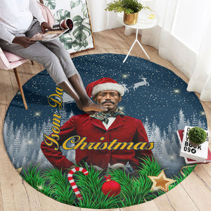 Isom Dart Christmas Round Carpet Black Cowboy  Santa Western Snow Winter
