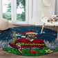 Isom Dart Christmas Round Carpet Black Cowboy  Santa Western Snow Winter