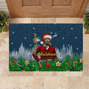 Isom Dart Christmas Rubber Doormat Black Cowboy  Santa Western Snow Winter