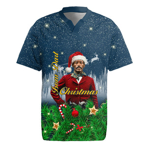 Isom Dart Christmas Rugby Jersey Black Cowboy  Santa Western Snow Winter