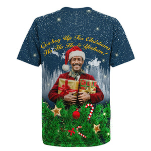 Isom Dart Christmas Rugby Jersey Black Cowboy  Santa Western Snow Winter