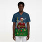 Isom Dart Christmas Scrub Top Black Cowboy  Santa Western Snow Winter