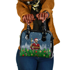 Isom Dart Christmas Shoulder Handbag Black Cowboy  Santa Western Snow Winter