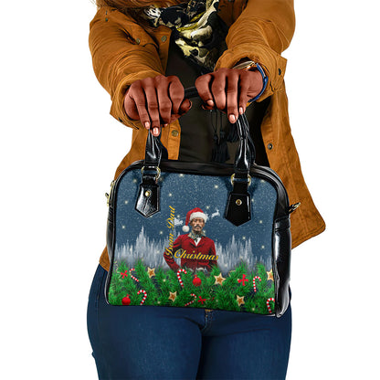 Isom Dart Christmas Shoulder Handbag Black Cowboy  Santa Western Snow Winter