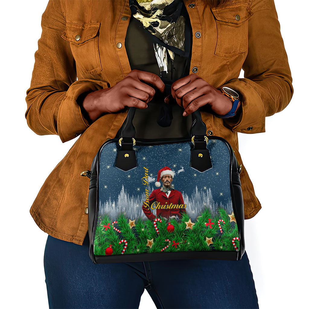 Isom Dart Christmas Shoulder Handbag Black Cowboy  Santa Western Snow Winter