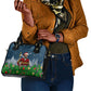 Isom Dart Christmas Shoulder Handbag Black Cowboy  Santa Western Snow Winter