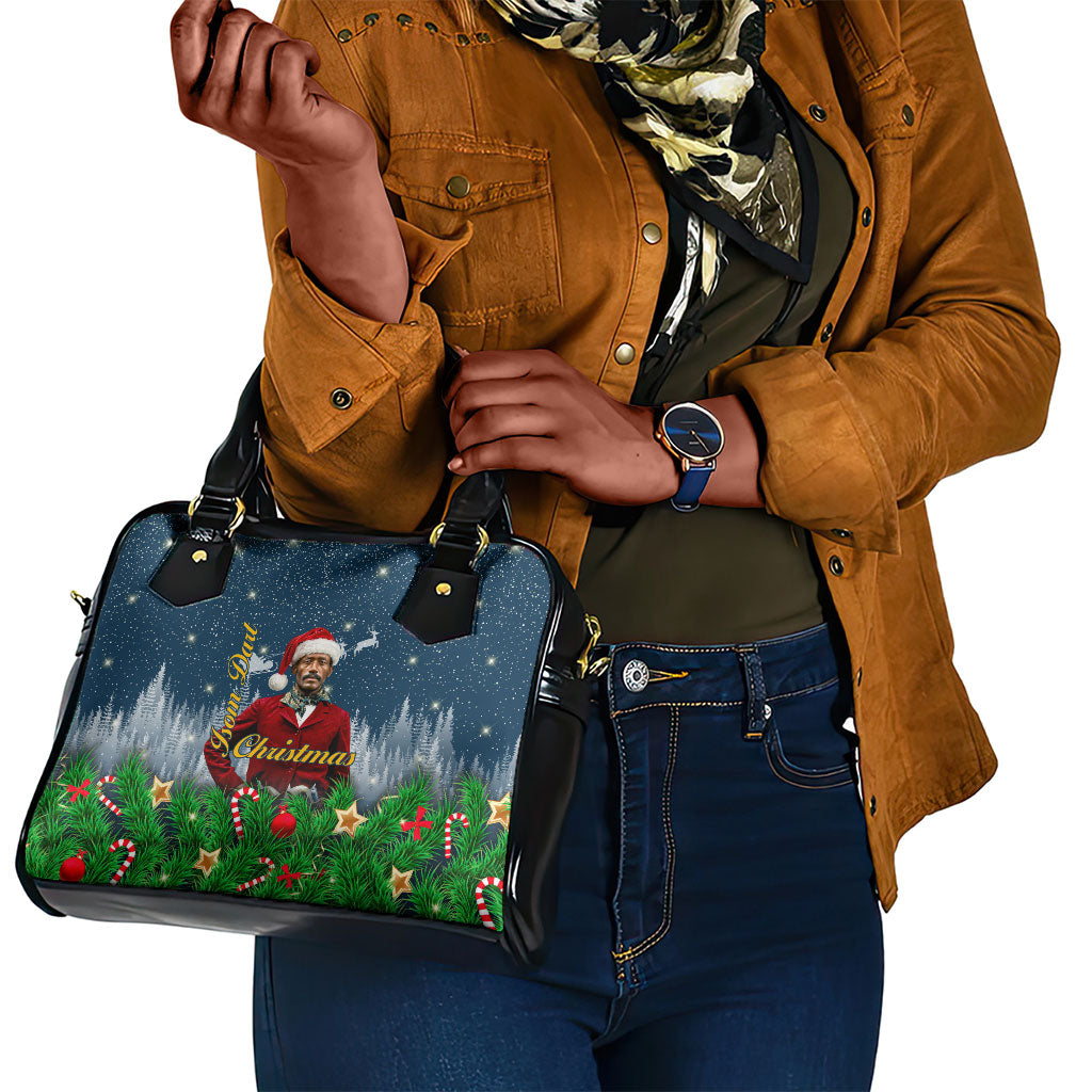 Isom Dart Christmas Shoulder Handbag Black Cowboy  Santa Western Snow Winter