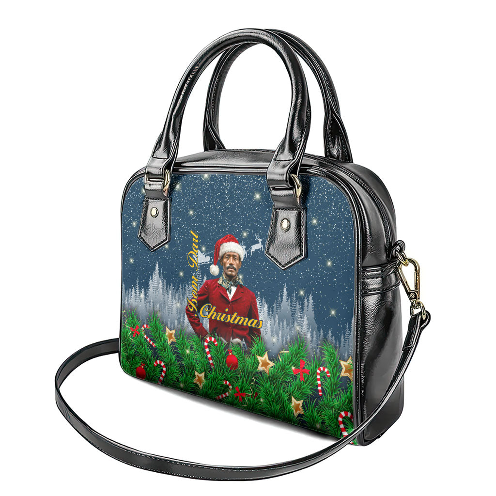 Isom Dart Christmas Shoulder Handbag Black Cowboy  Santa Western Snow Winter