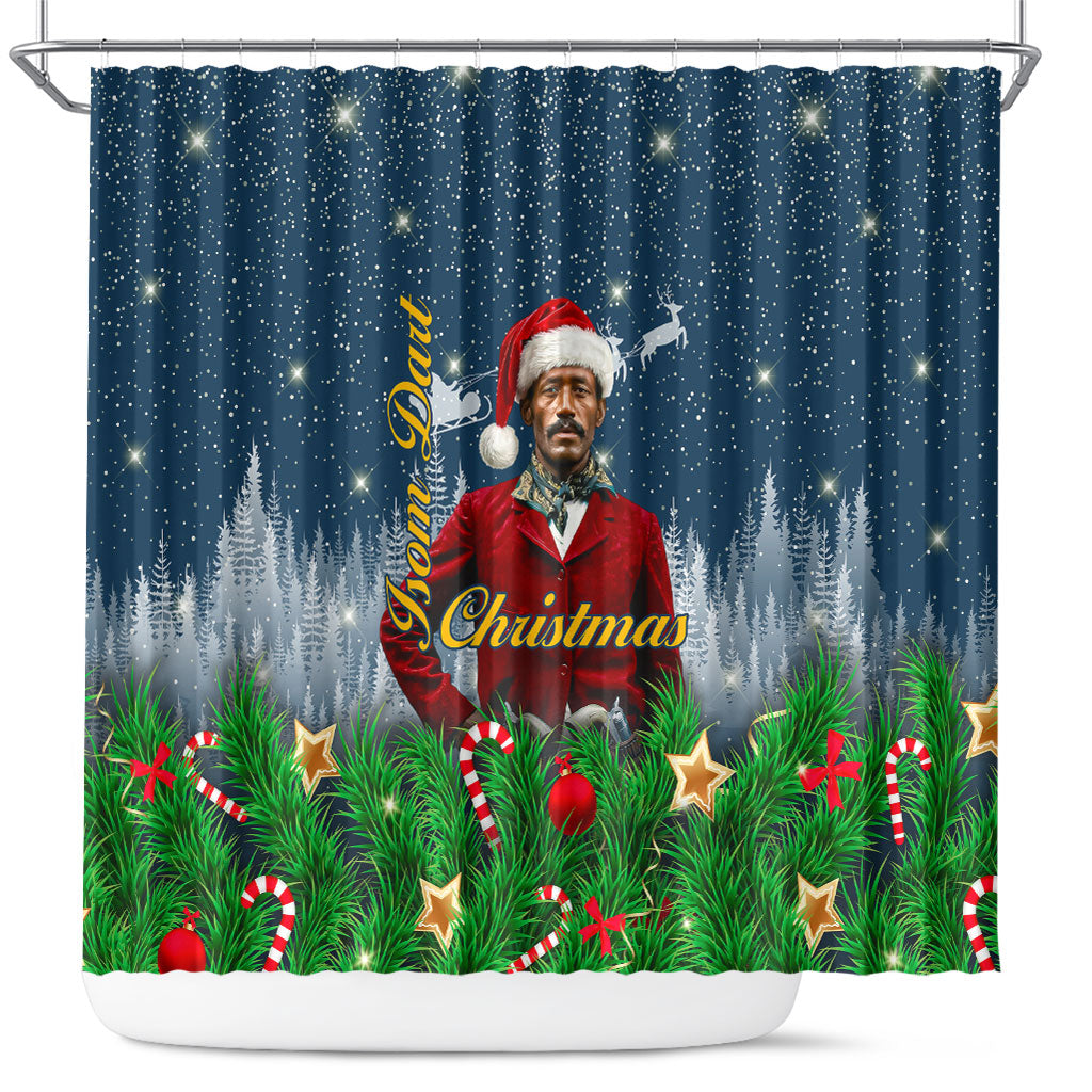 Isom Dart Christmas Shower Curtain Black Cowboy  Santa Western Snow Winter