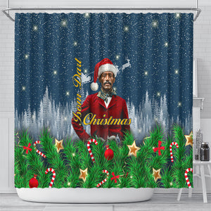 Isom Dart Christmas Shower Curtain Black Cowboy  Santa Western Snow Winter