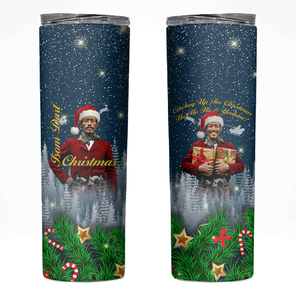 Isom Dart Christmas Skinny Tumbler Black Cowboy  Santa Western Snow Winter