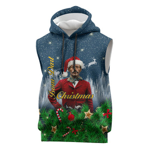 Isom Dart Christmas Sleeveless Hoodie Black Cowboy  Santa Western Snow Winter