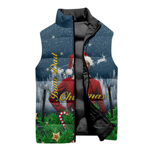 Isom Dart Christmas Sleeveless Puffer Jacket Black Cowboy  Santa Western Snow Winter