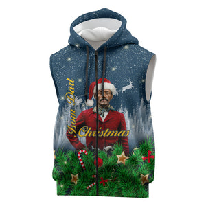 Isom Dart Christmas Sleeveless Zip Hoodie Black Cowboy  Santa Western Snow Winter