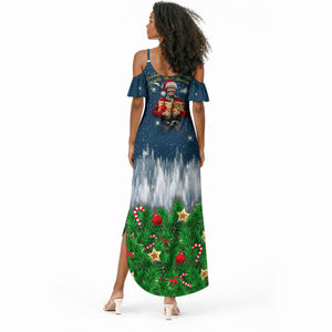Isom Dart Christmas Summer Maxi Dress Black Cowboy  Santa Western Snow Winter