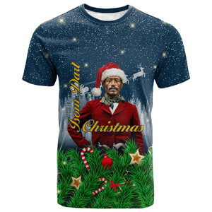 Isom Dart Christmas T shirt Black Cowboy  Santa Western Snow Winter