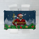 Isom Dart Christmas Tablecloth Black Cowboy  Santa Western Snow Winter