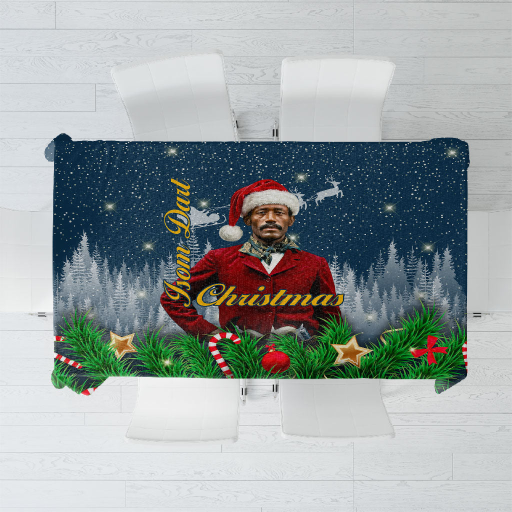 Isom Dart Christmas Tablecloth Black Cowboy  Santa Western Snow Winter