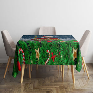 Isom Dart Christmas Tablecloth Black Cowboy  Santa Western Snow Winter