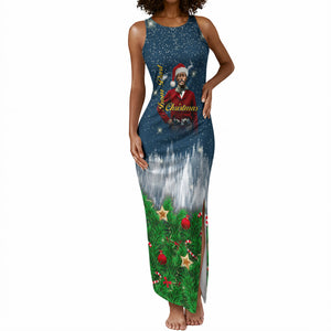 Isom Dart Christmas Tank Maxi Dress Black Cowboy  Santa Western Snow Winter