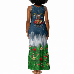Isom Dart Christmas Tank Maxi Dress Black Cowboy  Santa Western Snow Winter