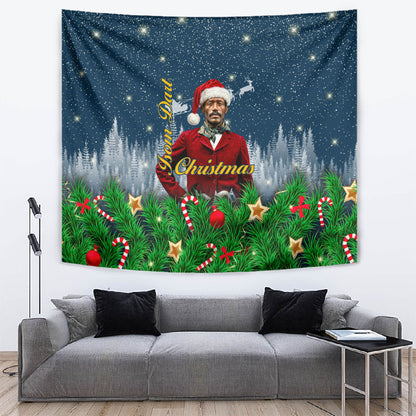 Isom Dart Christmas Tapestry Black Cowboy  Santa Western Snow Winter