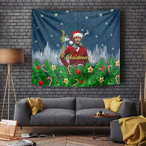 Isom Dart Christmas Tapestry Black Cowboy  Santa Western Snow Winter