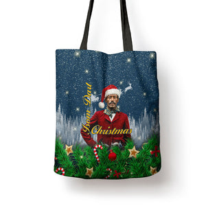 Isom Dart Christmas Tote Bag Black Cowboy  Santa Western Snow Winter