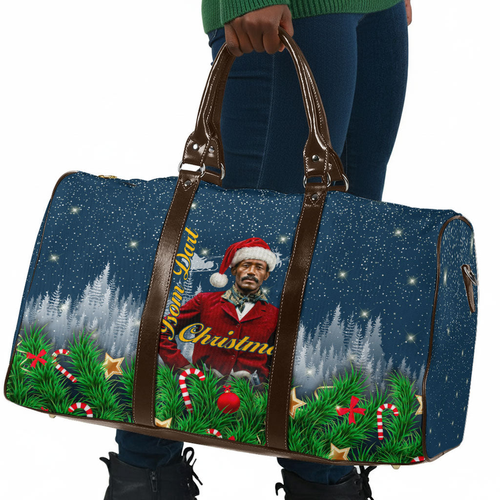 Isom Dart Christmas Travel Bag Black Cowboy  Santa Western Snow Winter