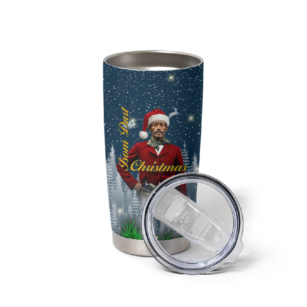 Isom Dart Christmas Tumbler Cup Black Cowboy  Santa Western Snow Winter