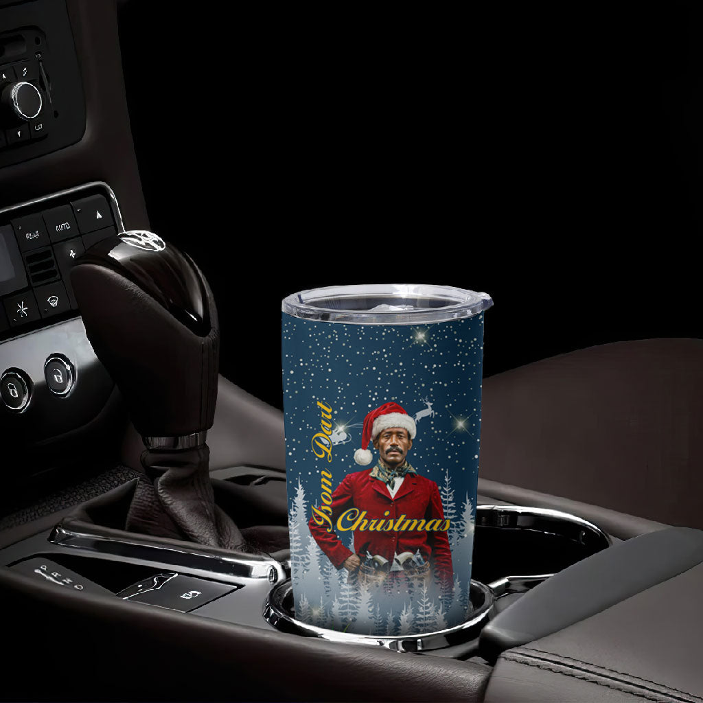 Isom Dart Christmas Tumbler Cup Black Cowboy  Santa Western Snow Winter