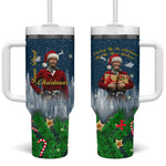Isom Dart Christmas Tumbler With Handle Black Cowboy  Santa Western Snow Winter