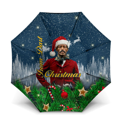 Isom Dart Christmas Umbrella Black Cowboy  Santa Western Snow Winter