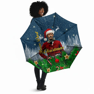 Isom Dart Christmas Umbrella Black Cowboy  Santa Western Snow Winter