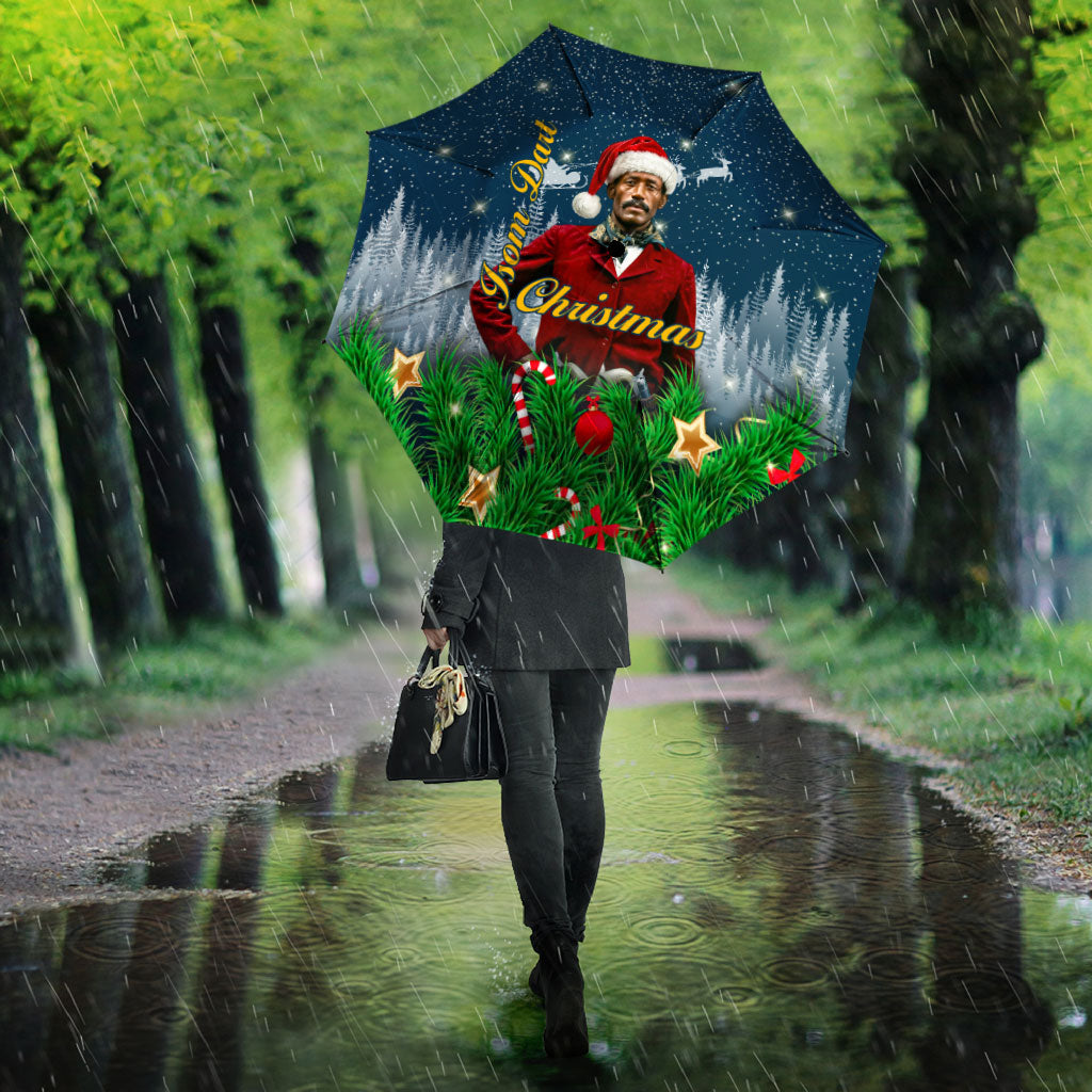 Isom Dart Christmas Umbrella Black Cowboy  Santa Western Snow Winter