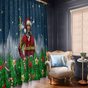 Isom Dart Christmas Window Curtain Black Cowboy  Santa Western Snow Winter