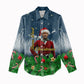 Isom Dart Christmas Women Casual Shirt Black Cowboy  Santa Western Snow Winter