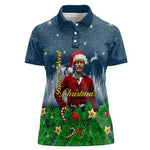 Isom Dart Christmas Women Polo Shirt Black Cowboy  Santa Western Snow Winter