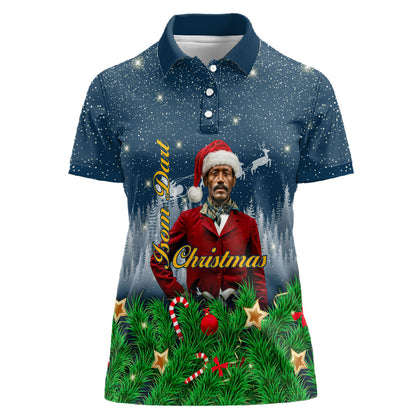 Isom Dart Christmas Women Polo Shirt Black Cowboy  Santa Western Snow Winter