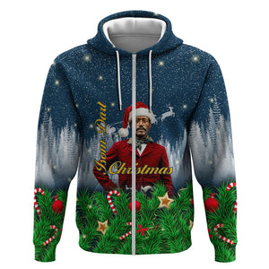 Isom Dart Christmas Zip Hoodie Black Cowboy  Santa Western Snow Winter