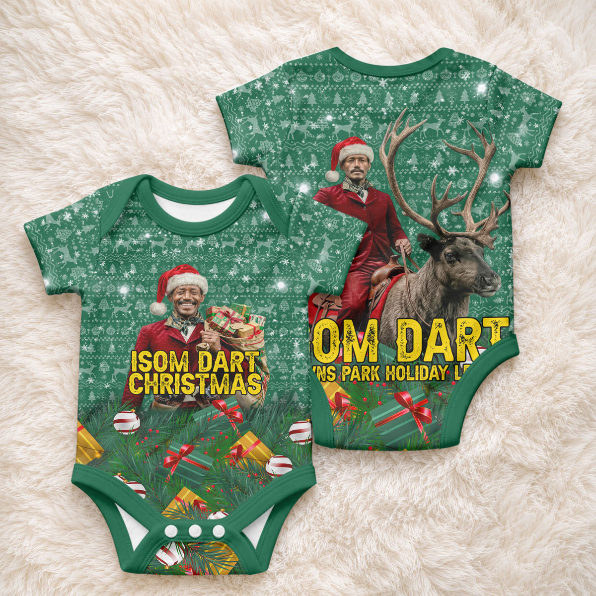 Isom Dart Christmas Baby Onesie Black Cowboy Western Holiday Reindeer