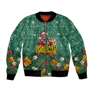 Isom Dart Christmas Bomber Jacket Black Cowboy Western Holiday Reindeer