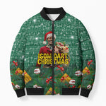 Isom Dart Christmas Bomber Puffer Jacket Black Cowboy Western Holiday Reindeer